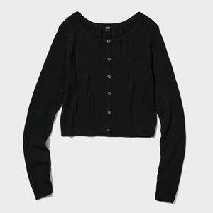 UNIQLO UV Protection Crew Neck Cropped Cardigan - Black